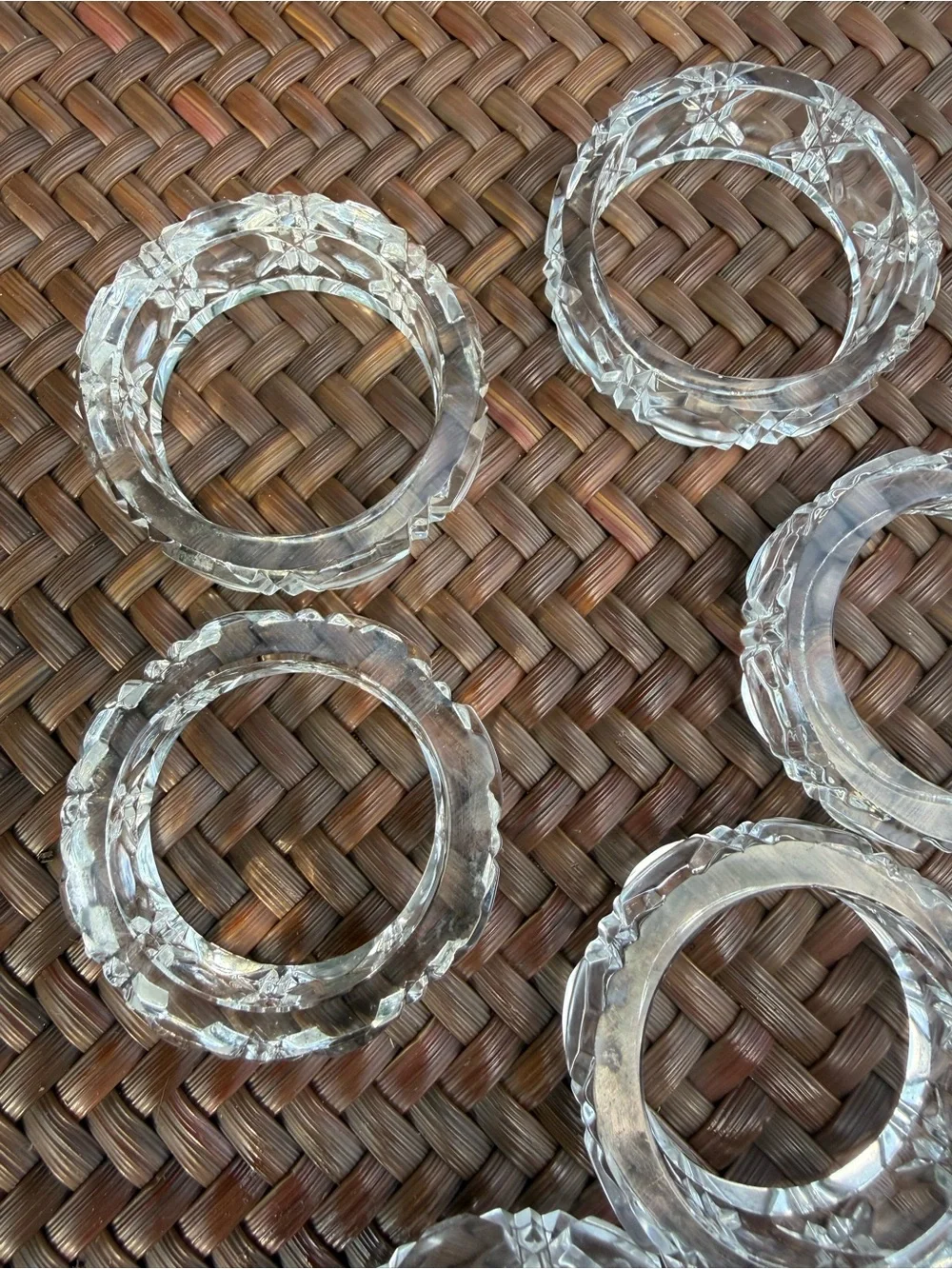 Vintage Cut Crystal Napkin Rings Set‎ of 12 with Matching Holder Stunning
